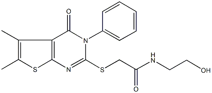 2-[(5,6-dimethyl-4-oxo-3-phenyl-3,4-dihydrothieno[2,3-d]pyrimidin-2-yl)sulfanyl]-N-(2-hydroxyethyl)acetamide