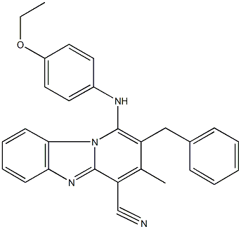 2-benzyl-1-(4-ethoxyanilino)-3-methylpyrido[1,2-a]benzimidazole-4-carbonitrile Struktur