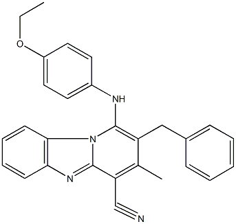 2-benzyl-1-(4-ethoxyanilino)-3-methylpyrido[1,2-a]benzimidazole-4-carbonitrile 化学構造式