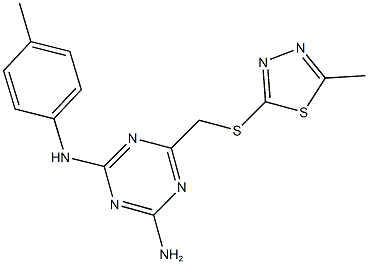 N-(4-amino-6-{[(5-methyl-1,3,4-thiadiazol-2-yl)thio]methyl}-1,3,5-triazin-2-yl)-N-(4-methylphenyl)amine Struktur