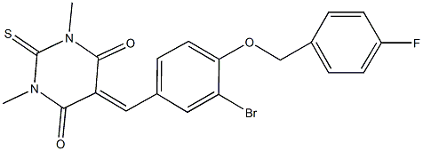 5-{3-bromo-4-[(4-fluorobenzyl)oxy]benzylidene}-1,3-dimethyl-2-thioxodihydro-4,6(1H,5H)-pyrimidinedione