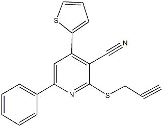 6-phenyl-2-(prop-2-ynylsulfanyl)-4-thiophen-2-ylpyridine-3-carbonitrile Struktur