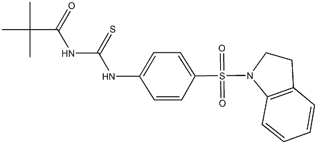 N-[4-(2,3-dihydro-1H-indol-1-ylsulfonyl)phenyl]-N'-(2,2-dimethylpropanoyl)thiourea 化学構造式