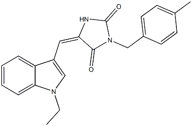 5-[(1-ethyl-1H-indol-3-yl)methylene]-3-(4-methylbenzyl)-2,4-imidazolidinedione 化学構造式