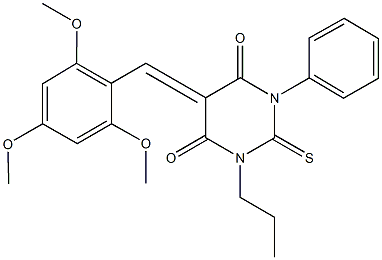 1-phenyl-3-propyl-2-thioxo-5-(2,4,6-trimethoxybenzylidene)dihydropyrimidine-4,6(1H,5H)-dione,,结构式