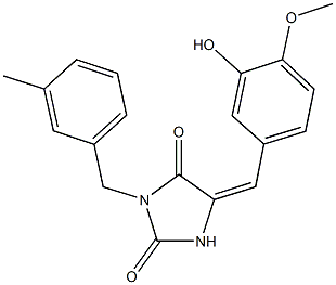 5-(3-hydroxy-4-methoxybenzylidene)-3-(3-methylbenzyl)-2,4-imidazolidinedione Struktur