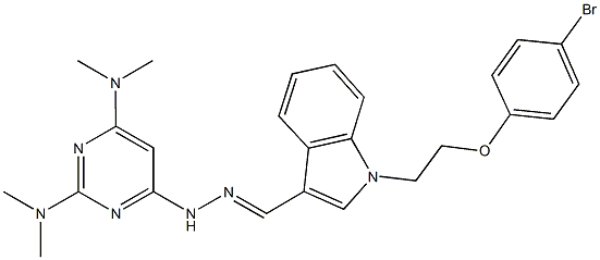 1-[2-(4-bromophenoxy)ethyl]-1H-indole-3-carbaldehyde [2,6-bis(dimethylamino)-4-pyrimidinyl]hydrazone Struktur