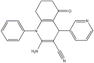 2-amino-5-oxo-1-phenyl-4-pyridin-3-yl-1,4,5,6,7,8-hexahydroquinoline-3-carbonitrile,,结构式