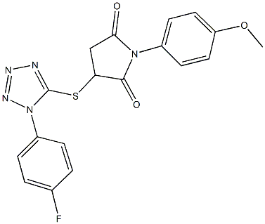 3-{[1-(4-fluorophenyl)-1H-tetraazol-5-yl]sulfanyl}-1-(4-methoxyphenyl)-2,5-pyrrolidinedione 结构式