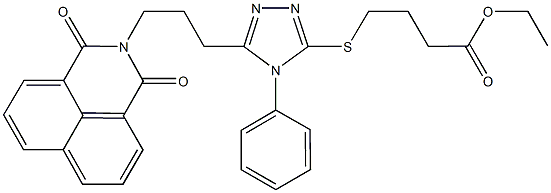 ethyl 4-({5-[3-(1,3-dioxo-1H-benzo[de]isoquinolin-2(3H)-yl)propyl]-4-phenyl-4H-1,2,4-triazol-3-yl}sulfanyl)butanoate 化学構造式