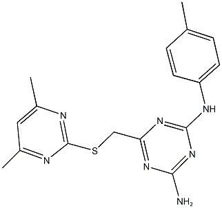 N-(4-amino-6-{[(4,6-dimethyl-2-pyrimidinyl)sulfanyl]methyl}-1,3,5-triazin-2-yl)-N-(4-methylphenyl)amine Structure