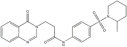 N-{4-[(2-methyl-1-piperidinyl)sulfonyl]phenyl}-3-(4-oxo-3(4H)-quinazolinyl)propanamide Structure