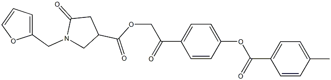 2-{4-[(4-methylbenzoyl)oxy]phenyl}-2-oxoethyl 1-(2-furylmethyl)-5-oxo-3-pyrrolidinecarboxylate Struktur