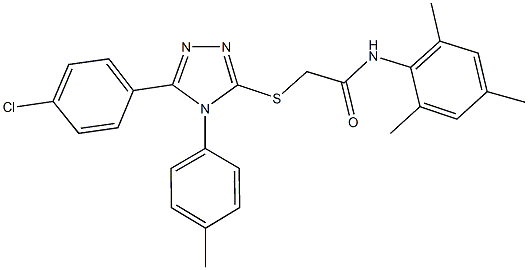 2-{[5-(4-chlorophenyl)-4-(4-methylphenyl)-4H-1,2,4-triazol-3-yl]sulfanyl}-N-mesitylacetamide 结构式