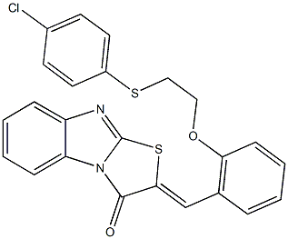 2-(2-{2-[(4-chlorophenyl)sulfanyl]ethoxy}benzylidene)[1,3]thiazolo[3,2-a]benzimidazol-3(2H)-one,,结构式