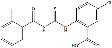 5-chloro-2-({[(2-methylbenzoyl)amino]carbothioyl}amino)benzoic acid,,结构式