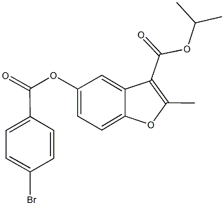 isopropyl 5-[(4-bromobenzoyl)oxy]-2-methyl-1-benzofuran-3-carboxylate 化学構造式