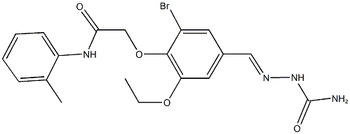 2-{4-[2-(aminocarbonyl)carbohydrazonoyl]-2-bromo-6-ethoxyphenoxy}-N-(2-methylphenyl)acetamide Structure