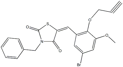 3-benzyl-5-[5-bromo-3-methoxy-2-(2-propynyloxy)benzylidene]-1,3-thiazolidine-2,4-dione Structure