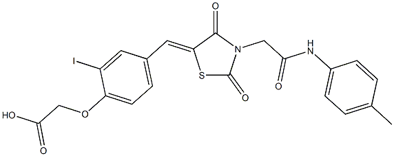 [4-({2,4-dioxo-3-[2-oxo-2-(4-toluidino)ethyl]-1,3-thiazolidin-5-ylidene}methyl)-2-iodophenoxy]acetic acid