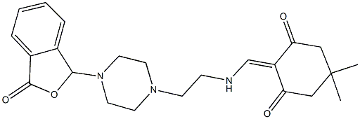 5,5-dimethyl-2-[({2-[4-(3-oxo-1,3-dihydro-2-benzofuran-1-yl)-1-piperazinyl]ethyl}amino)methylene]-1,3-cyclohexanedione,,结构式