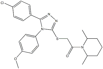 1-({[5-(4-chlorophenyl)-4-(4-methoxyphenyl)-4H-1,2,4-triazol-3-yl]sulfanyl}acetyl)-2,6-dimethylpiperidine,,结构式