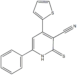 6-phenyl-4-thien-2-yl-2-thioxo-1,2-dihydropyridine-3-carbonitrile,,结构式