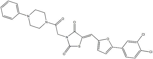 5-{[5-(3,4-dichlorophenyl)-2-furyl]methylene}-3-[2-oxo-2-(4-phenylpiperazin-1-yl)ethyl]-1,3-thiazolidine-2,4-dione Structure