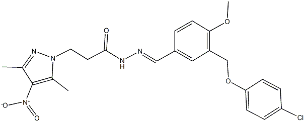 N'-{3-[(4-chlorophenoxy)methyl]-4-methoxybenzylidene}-3-{4-nitro-3,5-dimethyl-1H-pyrazol-1-yl}propanohydrazide Structure