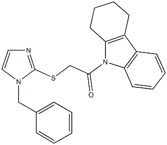 9-{[(1-benzyl-1H-imidazol-2-yl)sulfanyl]acetyl}-2,3,4,9-tetrahydro-1H-carbazole Struktur