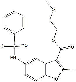 2-methoxyethyl 2-methyl-5-[(phenylsulfonyl)amino]-1-benzofuran-3-carboxylate,,结构式