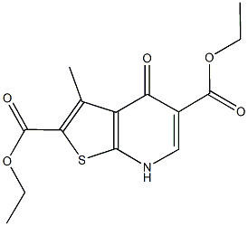 diethyl 3-methyl-4-oxo-4,7-dihydrothieno[2,3-b]pyridine-2,5-dicarboxylate,,结构式