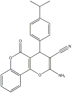 2-amino-4-(4-isopropylphenyl)-5-oxo-4H,5H-pyrano[3,2-c]chromene-3-carbonitrile Structure