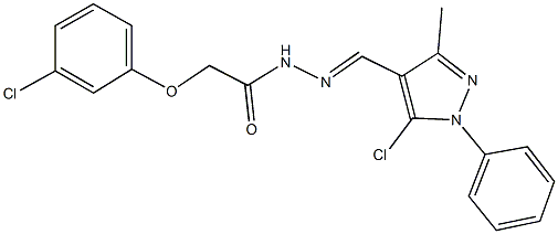 N'-[(5-chloro-3-methyl-1-phenyl-1H-pyrazol-4-yl)methylene]-2-(3-chlorophenoxy)acetohydrazide 化学構造式