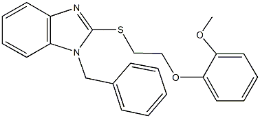 1-benzyl-2-{[2-(2-methoxyphenoxy)ethyl]sulfanyl}-1H-benzimidazole Struktur