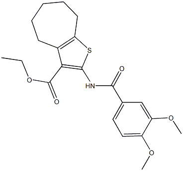 ethyl 2-[(3,4-dimethoxybenzoyl)amino]-5,6,7,8-tetrahydro-4H-cyclohepta[b]thiophene-3-carboxylate Struktur