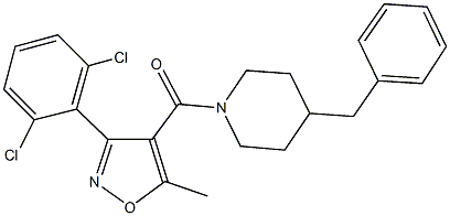 4-benzyl-1-{[3-(2,6-dichlorophenyl)-5-methyl-4-isoxazolyl]carbonyl}piperidine Structure