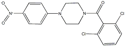 1-(2,6-dichlorobenzoyl)-4-{4-nitrophenyl}piperazine Struktur