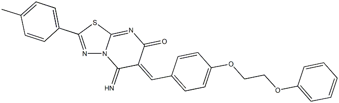 5-imino-2-(4-methylphenyl)-6-[4-(2-phenoxyethoxy)benzylidene]-5,6-dihydro-7H-[1,3,4]thiadiazolo[3,2-a]pyrimidin-7-one Structure