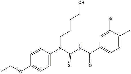 N'-(3-bromo-4-methylbenzoyl)-N-(4-ethoxyphenyl)-N-(4-hydroxybutyl)thiourea Struktur