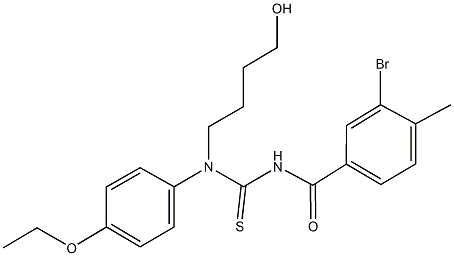 N'-(3-bromo-4-methylbenzoyl)-N-(4-ethoxyphenyl)-N-(4-hydroxybutyl)thiourea 结构式