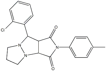 9-(2-chlorophenyl)-2-(4-methylphenyl)tetrahydro-5H-pyrazolo[1,2-a]pyrrolo[3,4-c]pyrazole-1,3(2H,3aH)-dione,,结构式