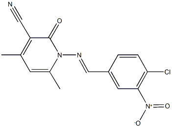 1-({4-chloro-3-nitrobenzylidene}amino)-4,6-dimethyl-2-oxo-1,2-dihydropyridine-3-carbonitrile,,结构式