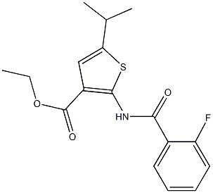 ethyl 2-[(2-fluorobenzoyl)amino]-5-isopropyl-3-thiophenecarboxylate Structure