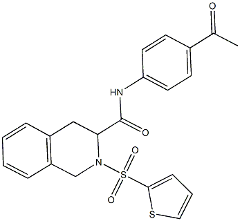 N-(4-acetylphenyl)-2-(2-thienylsulfonyl)-1,2,3,4-tetrahydro-3-isoquinolinecarboxamide,,结构式