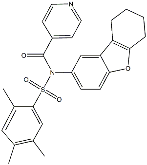 N-isonicotinoyl-2,4,5-trimethyl-N-(6,7,8,9-tetrahydrodibenzo[b,d]furan-2-yl)benzenesulfonamide Structure