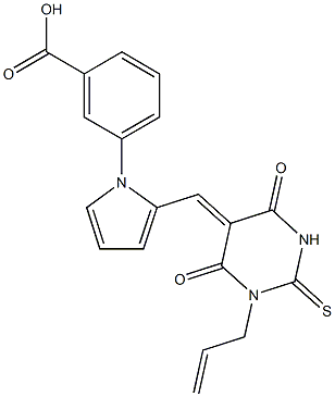 3-{2-[(1-allyl-4,6-dioxo-2-thioxotetrahydro-5(2H)-pyrimidinylidene)methyl]-1H-pyrrol-1-yl}benzoic acid Structure