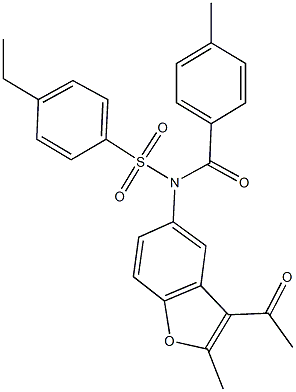 N-(3-acetyl-2-methyl-1-benzofuran-5-yl)-4-ethyl-N-(4-methylbenzoyl)benzenesulfonamide Structure