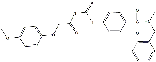N-benzyl-4-[({[(4-methoxyphenoxy)acetyl]amino}carbothioyl)amino]-N-methylbenzenesulfonamide Structure