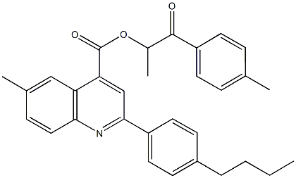 1-methyl-2-(4-methylphenyl)-2-oxoethyl 2-(4-butylphenyl)-6-methyl-4-quinolinecarboxylate,,结构式